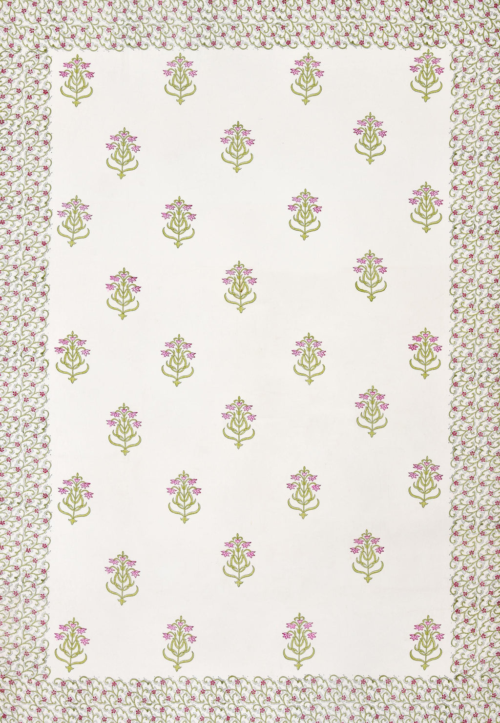 Spring Dining Table Cover with Napkin Set of 6 - Handmade Block Print Tablecloth with Matching Napkins