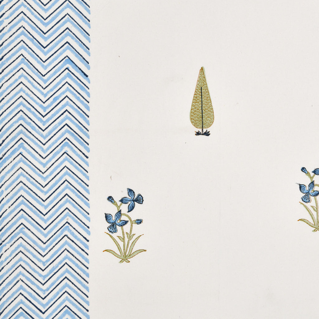 Handmade Block Print Tablecloth and Napkin Set – Spring Floral Cotton Linen