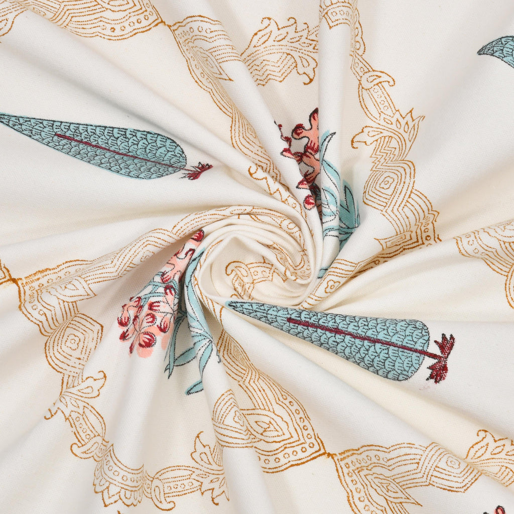 Handmade Floral Block Print Tablecloth and Napkin Set – Spring Dining Linen