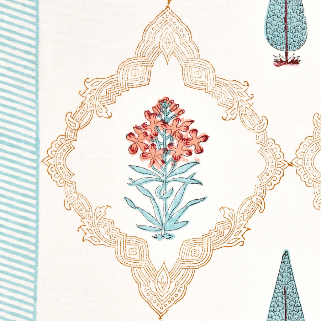 Handmade Floral Block Print Tablecloth and Napkin Set – Spring Dining Linen