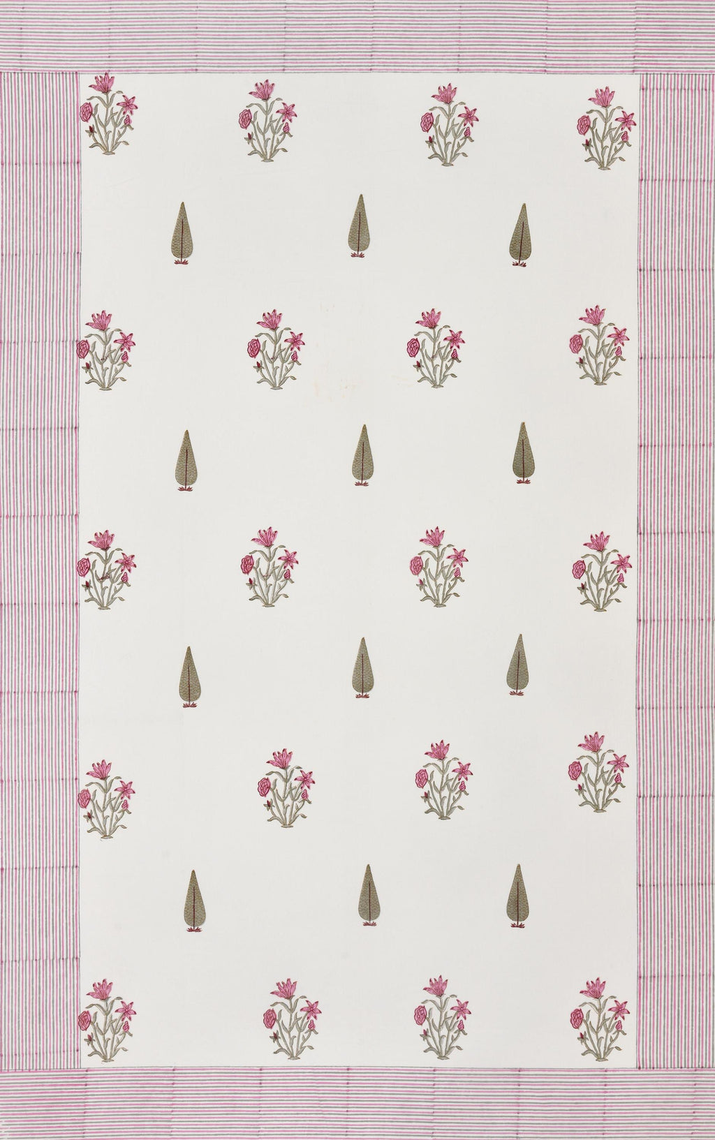 Spring Dining Table Cover with Napkin Set of 6 - Handmade Block Print Tablecloth