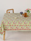 Pink & Red Floral Hand Block Print Cotton Tablecloth – Elegant Jaipur Dining Table Cover