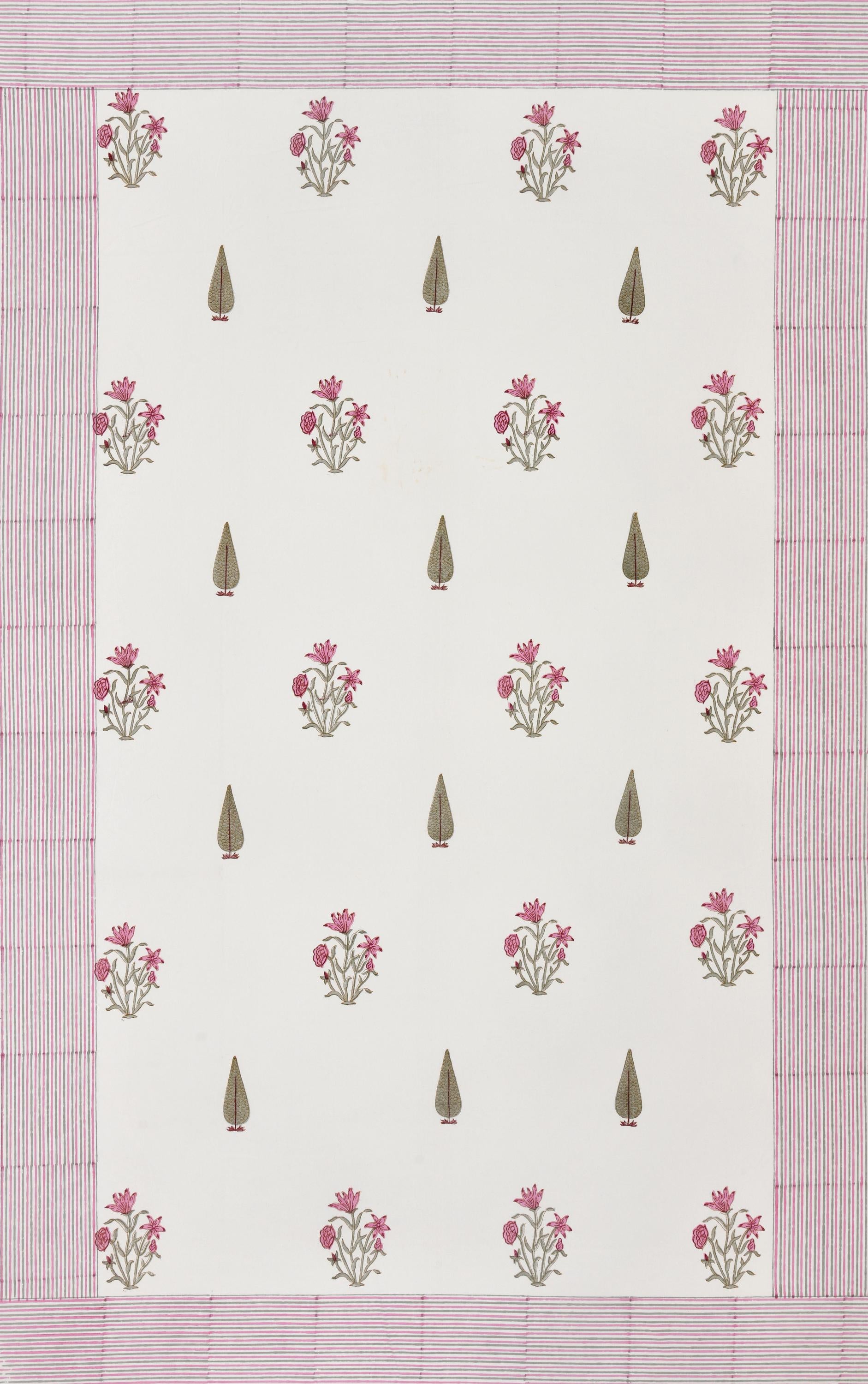 Hand Block Print Cotton Tablecloth Set with 6 Napkins – Floral Jaipur Artistry