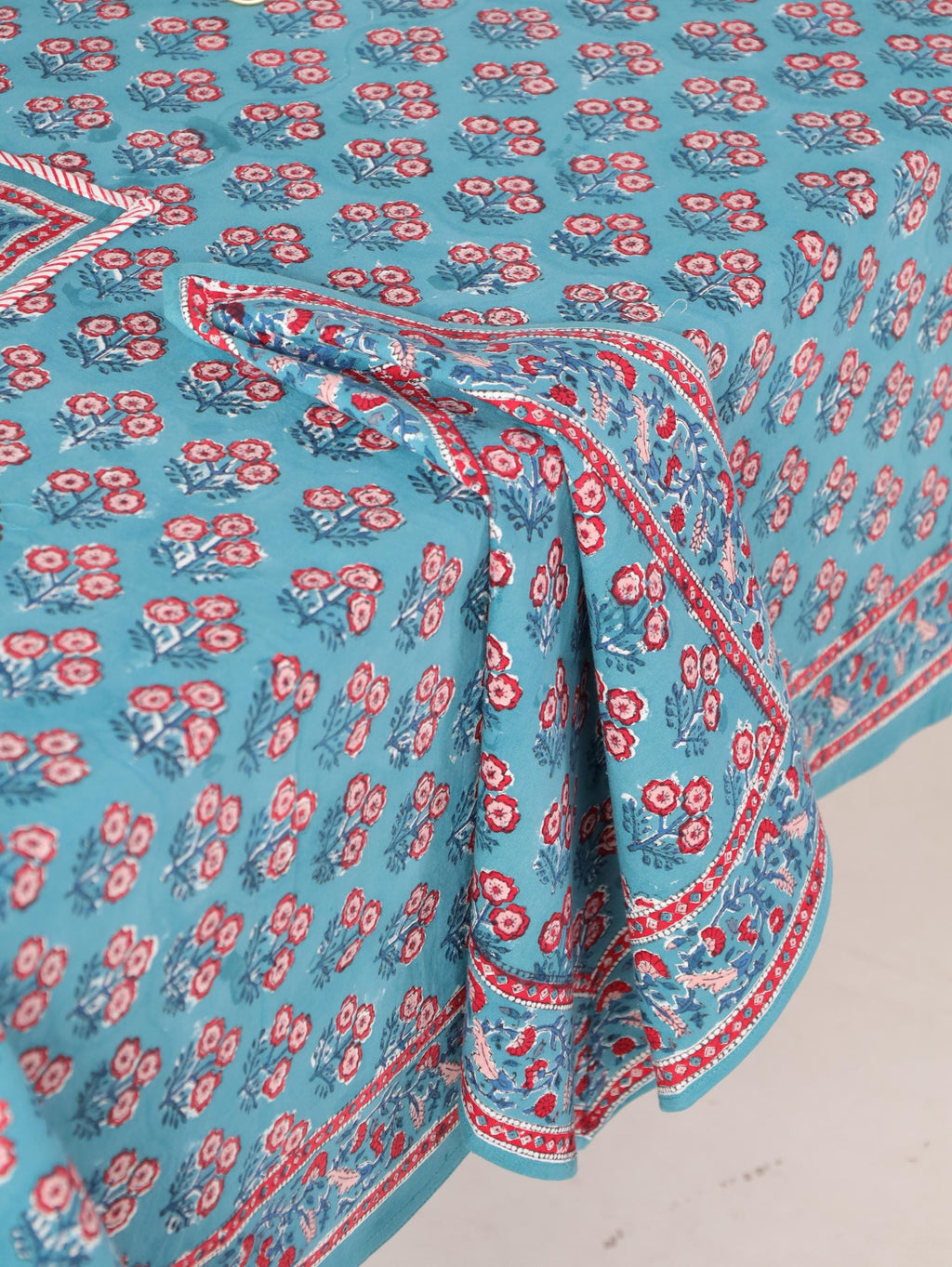 Luxury Floral Block Printed Table Cloth